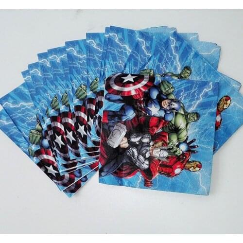 20pc cute Cartoon Avengers Party Supplies Paper Napkin Birthday Party Decoration And Festival Event