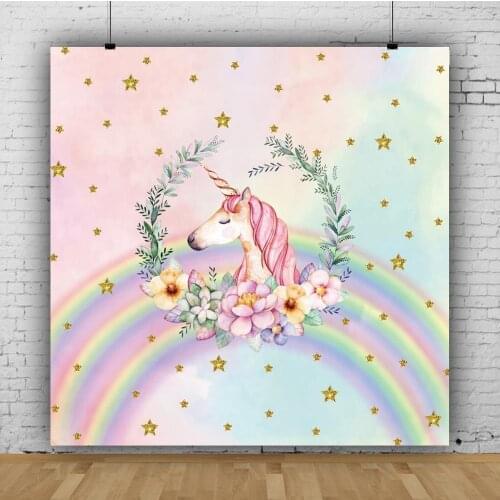 Unicorn backdrop for photography rainbow newborn baby shower customize background for photo booth studio party customize decorat