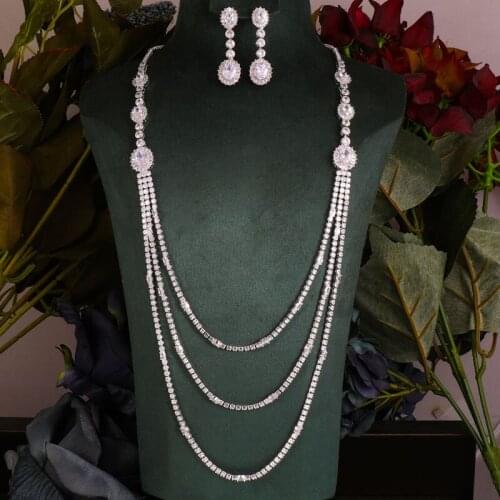 JaneKelly Luxury Big 2pcs Jewelry Set With Cubic Zirconia for Women Bridal Party Wedding Accessories Saudi Arabic Dubai