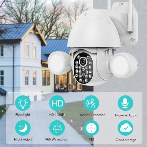2MP HD Security Camera Outdoor Wireless WiFi Floodlight CameraTwo-Way Audio,Motion Activated,Remote Access,IP65 Waterproof