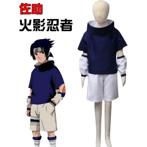 Anime Ninja Cos Cloth Uchiha Sasuke Hokage Konohagakure Summer Cosplay Costume Children Cosplayer Comic Fans Kids Uniform