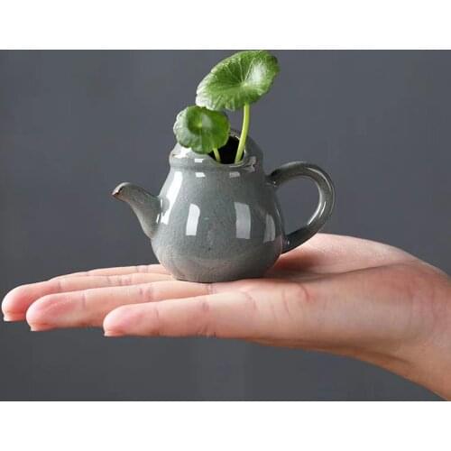 Creative Tea Pet Flower Arrangement Fingertip Pot Pocket Ceramic Tea Play Mini Pot Zen Home Desktop Ornaments Flower Pot