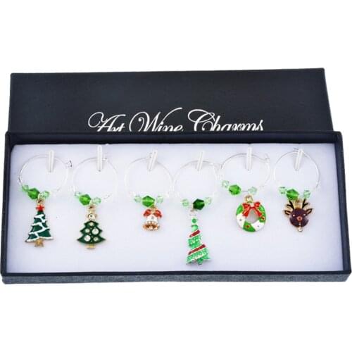 Crystal Christmas Wine Glass Charms Tags Avoid Mix Ups for Stem Glasses Cocktails Champagne Flutes Party Favors Family Gathering