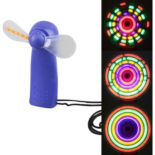 Mini Air Cool Fan Matrix Pocket Cooling Handheld Fan With LED Light Lanyard For Travel Emergency Baby Toy Use Battery