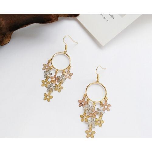 Fshion Jewelry Dangle Earrings New Design Sweet Style Golden Plalitng With Flower Drop Earrings Women Jewelry Party Gifts