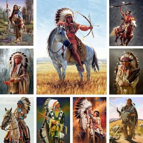 5D Character Diamond Painting Indian Samurai Diamond Embroidery Kit Cross Stitch Mosaic Home Decoration 20x25