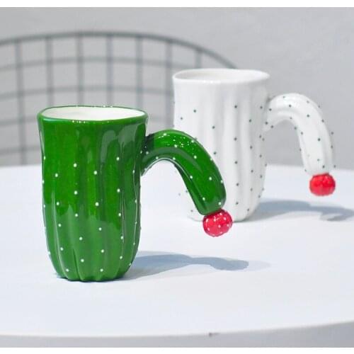 New personality office green cactus milk mugs coffee cups office tea cup creative birthday holiday gift for friends and lovers