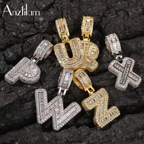 New Fashion Hip Hop Girls Women’s Initial 26 Letter Pendant Necklace Men’s Charm Gold Color Name Custom Copper Bling DIY Choker