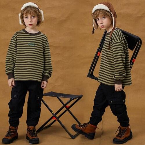 Fall Hip Hop Dance Clothes For Kids Rave K-pop Outfits Stage Performance Costume Stripe Jazz Dance Clothing Fashion Wear JL1938