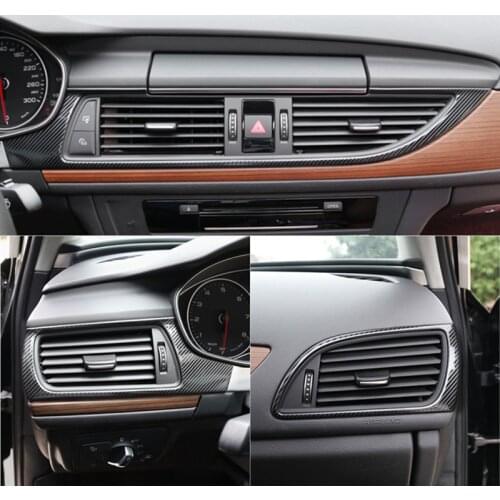 Car Front Air Outlet Trim For Audi A6 C7 LHD Stainless Steel AC Air Vents Frame Decoration Cover Sticker Auto Accessories