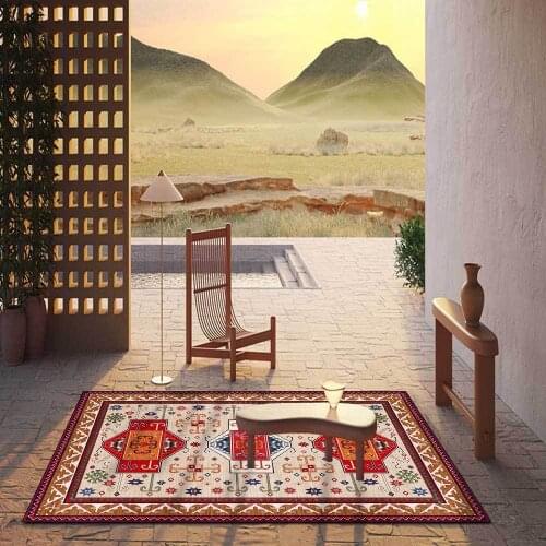 Retro Persian Style Rug 3D Geometric Ethnic Carpets for Living Room Bedroom Decoration Area Rugs Home Parlor Hallway Floor Mats