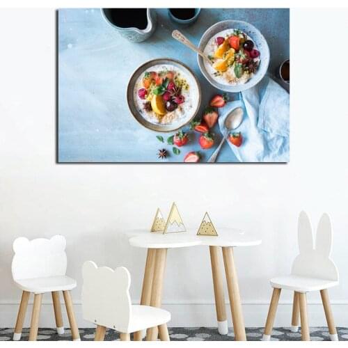 Yogurt Dessert Fruit Canvas Posters Prints Wall Art Painting Oil Decorative Picture Modern Kitchen Living Room Home Decoration