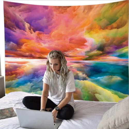 Psychedelic Polyester Tapestry Wall Hanging Decor Living Room Oil Painting Geometric Tapestry Decorative Balcony 73*95 Tapiz