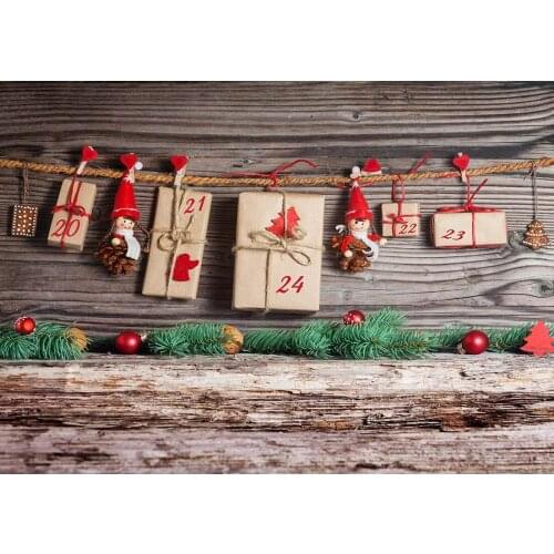 Christmas Gifts Toy Decor Wooden Board Photography Background Vinyl Cioth Backdrops for Baby Children Photoshoot Photobooth