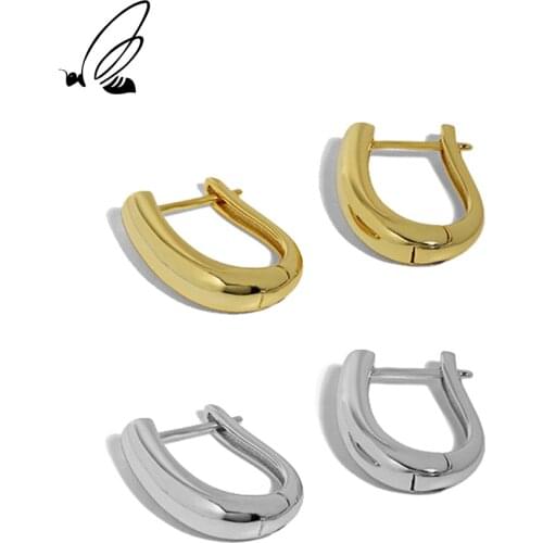 SSTEEL 925 Sterling Silver Hoop Earrings Gift For Women Minimalist Design U-shape Earings Smooth Texture 2021 Trend Jewellery