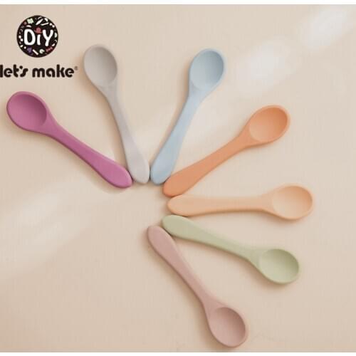 LetS Make Food Grade Free BPA Silicone Spoon Baby Feeding Tableware Baby Silicone Spoon Baby Products Safe Feeding Accessorie