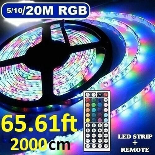 SMD 3528 LED Strip Light DC 12V RGB Flexible Ribbon LED Decor Lamp Tape Diode With Remote Control 1m 3m 5m 10m 20m For Car Home