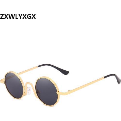 Round Metal Frame Sunglasses Men Women Brand Designer Vintage Steampunk Sun Glasses Male Goggle Oculos De Sol UV400 Protection
