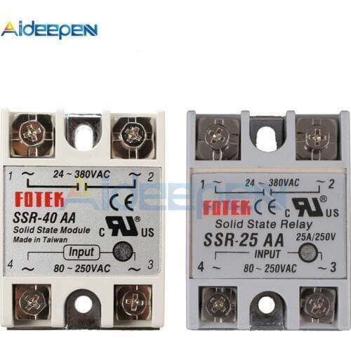 Solid State Relay SSR-25AA SSR-40AA 25A 40A AC Control AC Relais 80-280V AC TO 90-480V AC SSR 25AA 40AA