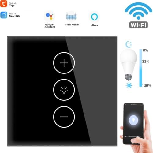 3/2/1PCS 10A Tuya Smart WiFi Wall Touch Infinite Dimming Switch Glass Panel Wireless Eu Standard Work With Google Home And Alexa