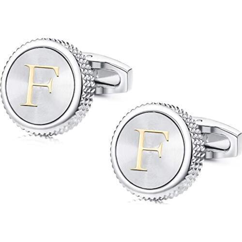 High Quality Round Letter Cufflinks Mens Shirt Suit Cuff links Simple Wedding Cuff Buttons Business Initials French Cufflink