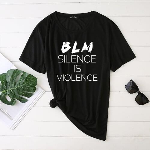 BLM SILENCE IS VIOLENCE Letter Printing Womens T-shirt Fashion Short Sleeve Tee Tshirts for Girl Ladies Casual Tops Clothes