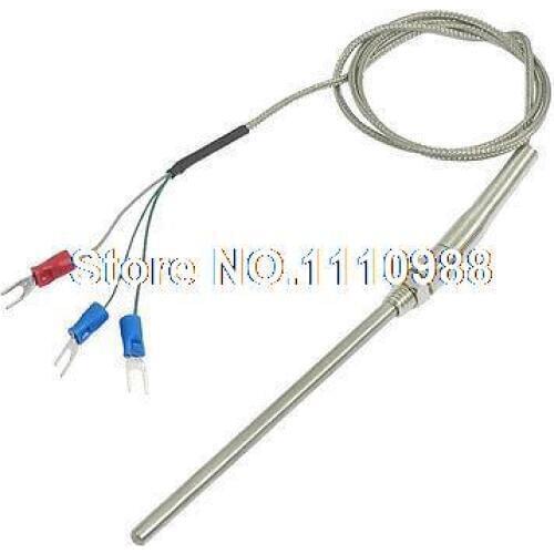 Liquid Measuring 100mm x 5mm PT100 Type Earth Thermocouple Probe 1 Meters