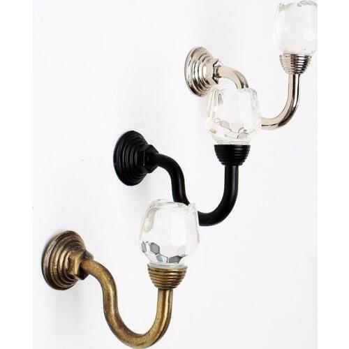 1Pcs Curtain Hooks Hanger Buckle U Shaped Curtain Holdback Accessories Vintage Tassel Crystal Ball Metal Holder Wall Mounted