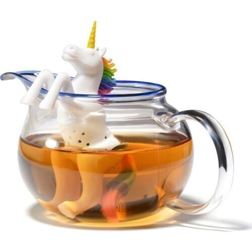 1pcs /Pack Unicorn Shape Tea Bag Silicone Leaf Herbal Spice Diffuser Filter Loose Tools Strainers Various Colors 122 * 65 * 35mm
