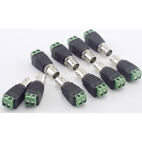 10PCS 12V BNC Female Jack Adapter Plug Video Balun Converter BNC Connector for Led Strip Light DVR CCTV Camera Power
