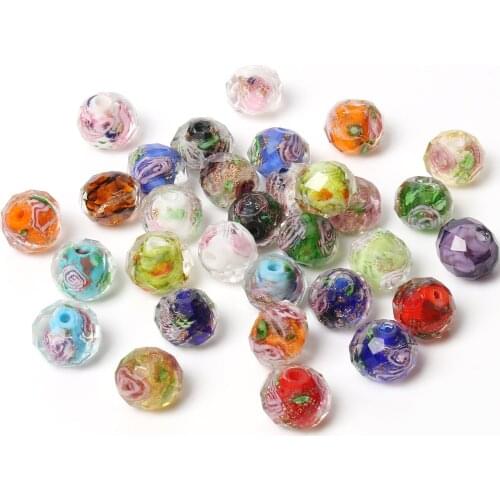 Colorful Murano Transparent Faceted Rondelle Flower Lampwork Crystal Glass Beads For Bracelet Making Women Diy Accessories 10pcs