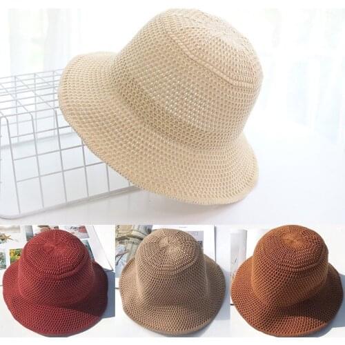 2020 Hand Knitted Hat Women Autumn And Winter Bucket Hat Simple Wild Fisherman Hat Woolen Bowl hats