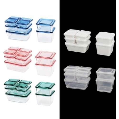 2021 9 Pcs 1:12 Dollhouse Accessories Mini Plastic Fresh-keeping Box with Lid Miniature Food Storage Container Case Doll Scene
