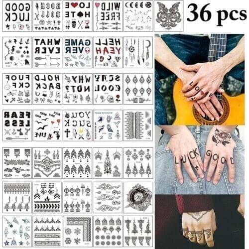 36 Sheets Tattoo Sticker Waterproof Fake Tattoo Temporary Tattoo for Finger Disposable tattoo stickers Pattern Tattoos Sticker