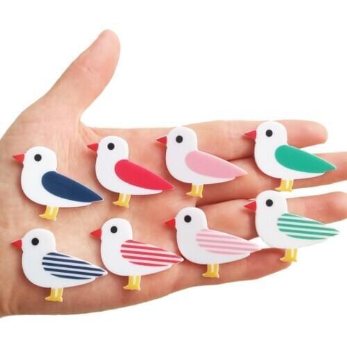 50pcs 40*28MM Cartoon 8 Colors Seagull Flatback Resins Hair Bow Multicolor Bird Planar Resin for DIY Home Decoration Accessories