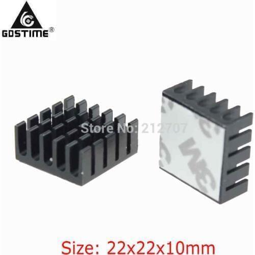 50Pcs Gdstime Cooler Heat Sink Black Aluminum Heatsinks with Tape 22x22x10mm