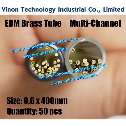 50pcs) 0.6x400MM Brass Tube Multi-Channel, EDM Brass Tube Dia. 0.6mm Length 400mm, Brass Electrode Tube Multihole EDM DRILLING