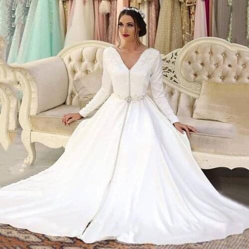 White Moroccan Caftan dress Long Sleeve Islamic Dubai Saudi Arabic Prom Gown for Evening Party Abaya Prom Dress