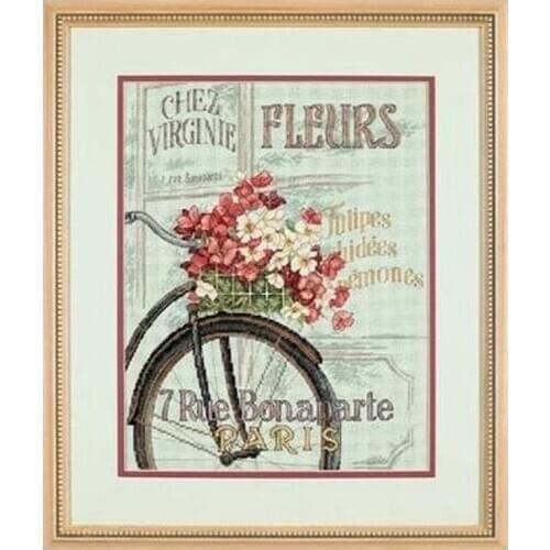 Free Delivery Top Quality Lovely Counted Cross Stitch Kit Parisian Bicycle Bike Paris Fleurs dim 35195