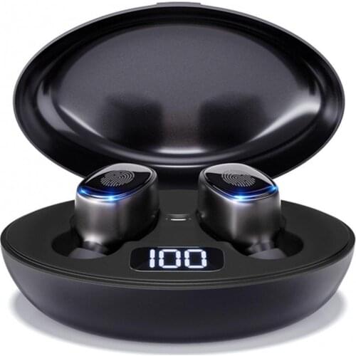 TWS Bluetooth V5.0 Wireless Headset Stereo Sound Mic LED Power Display Waterproof HiFi Touch Control Durable