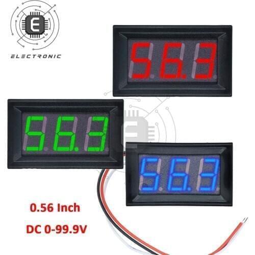 DIY Red Blue 0.56'' Digital LED Mini Display Module DC 0-100V Voltmeter Voltage Tester Panel Meter Gauge for Motorcycle Car