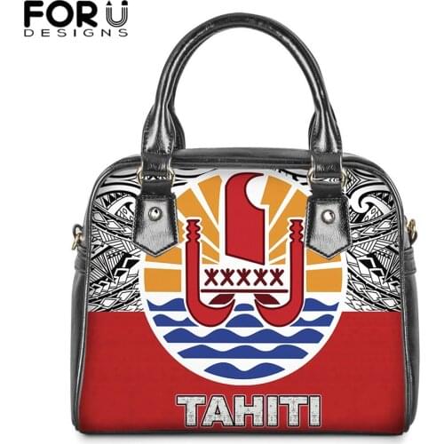 FORUDESIGNS Bags For Women Tahiti Polynesian Printing Ladies Luxury Large Pu Handbags Female Casual Leather Shoulder Tote Bags