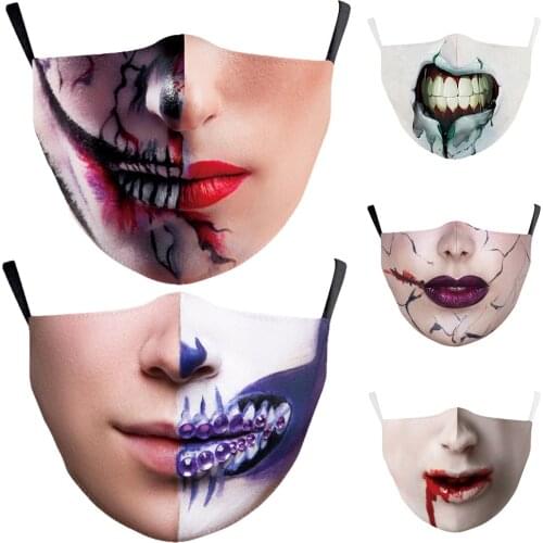 Halloween Cospaly Fashion Funny Mouth Face-Masks Protection Cycling Spots Breathable Adult Party Mask Gift Womens Men Unisex