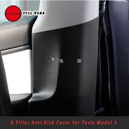 Leather Car B Pillar Anti Kick Pad Cover Sticker for Tesla Model 3 Column Anti Scretch Decal Protector Interior Accessories 2pcs