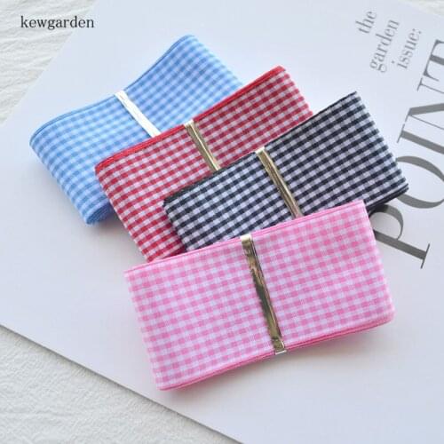 Kewgarden DIY Bowknot Accessories Plaid Polyester Ribbon 1.5" 38mm Handmade Tape Satin Ribbons Packing Riband Webbing 6 Meters
