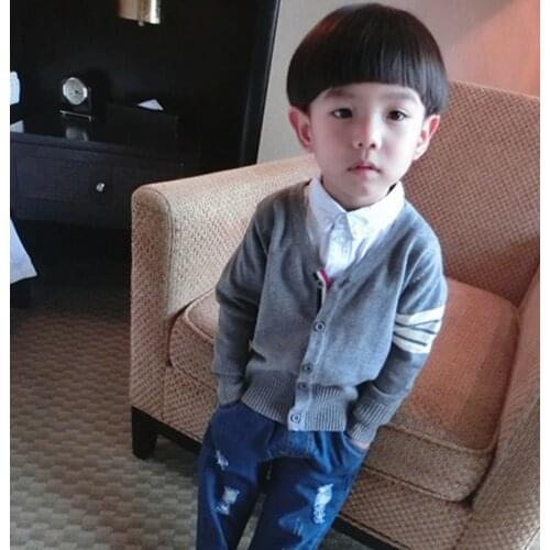 Hot Sale Boy Sweaters Autumn Stripe Design Wool Knitted Cardigan For Baby Children Clothes Kids Infant Girls Long Sleeve Tops