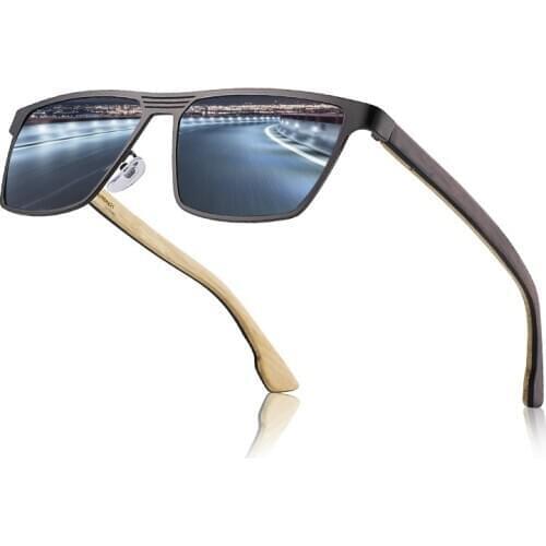 YIMARUILI Men And Women Square Bamboo Wood Polarized Sunglasses HD UV Protection Driving Glasses Myopia Sunglasses Frame 8045