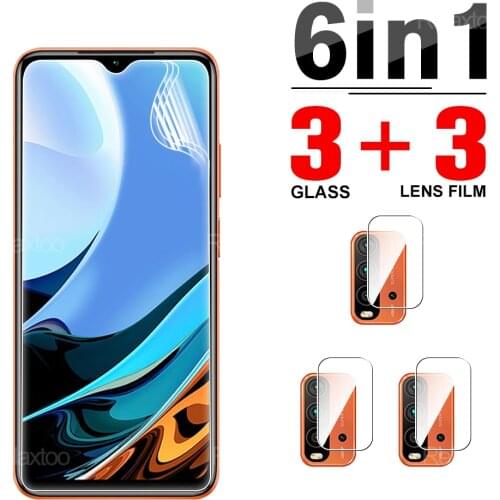 6 In 1 Full Cover Soft Hydrogel Film For Xiaomi Redmi 9T Screen Protector Camera Lens Film Not Glass For Redami Redme 9 T 6.53"
