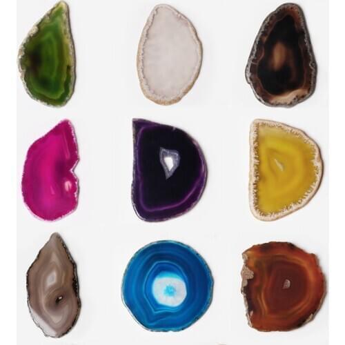 No Hole 1PC 50-80mm Irregular Natural Agates Geode Slice Reiki Healing Crystal Stone Slice Finding Mineral Gifts Home Decor Diy