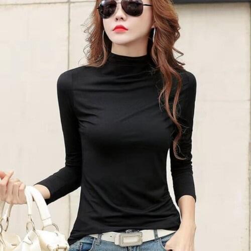 2021 Summer New High Collar Bottoming Blouse Womens Loose T-Shirt With Slim Fit On The Outside And Foreign Style On The Inside